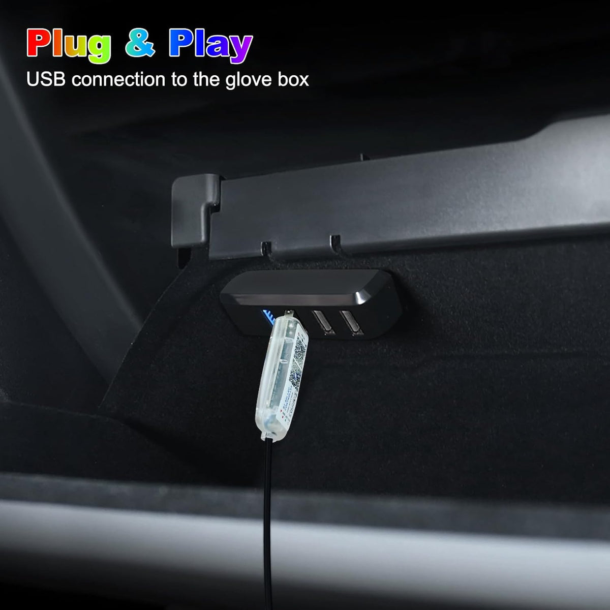 Dreamcolor Acrylic Interior Car LED Strip Light with USB Hub, 55.1 inches Fiber Optic Ambient Lighting Kits, RGB+IC Colors Sound Active Function Neon LED Strip