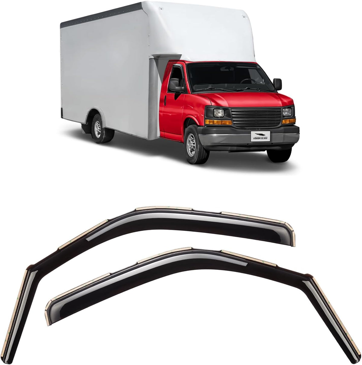 Voron Glass in-Channel Extra Durable Rain Guards for GMC Savana 4500 2009-2025, Window Deflectors, Vent Window Visors, 2 Pieces - 200283