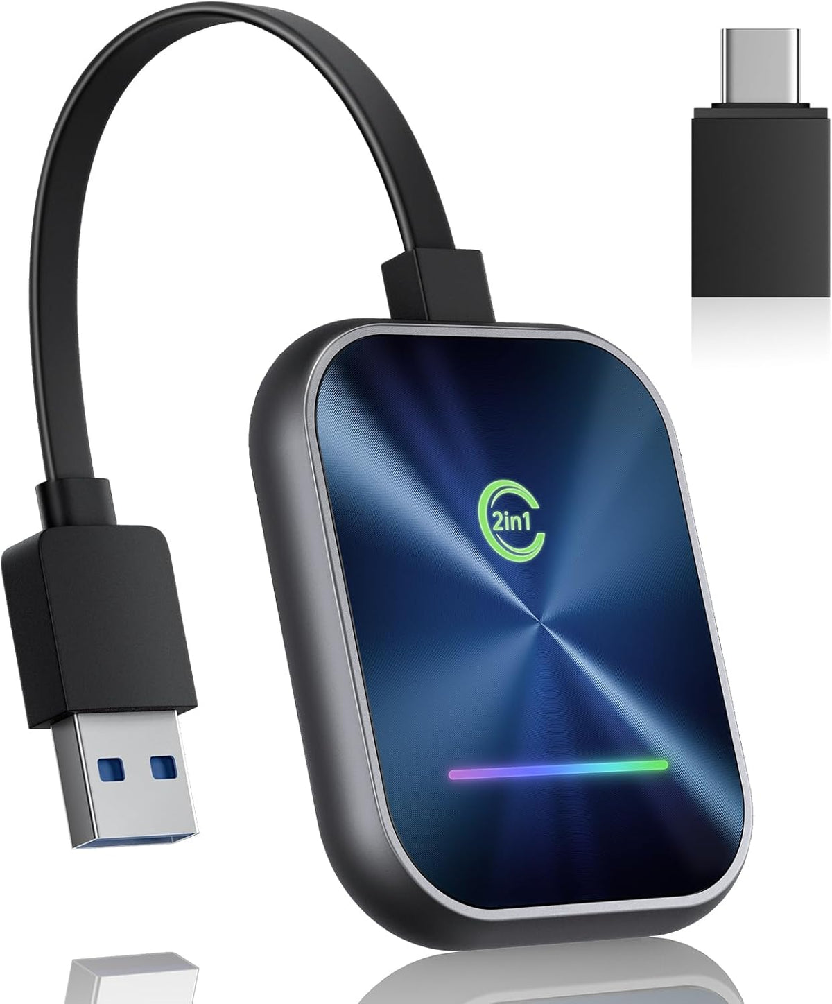 Wireless CarPlay Adapter for iPhone, 2 in 1 Wireless CarPlay and Android Auto Adapter Converts Factory Wired to Wireless, Plug and Play Car Play Adapter with Stable Control and No Delay