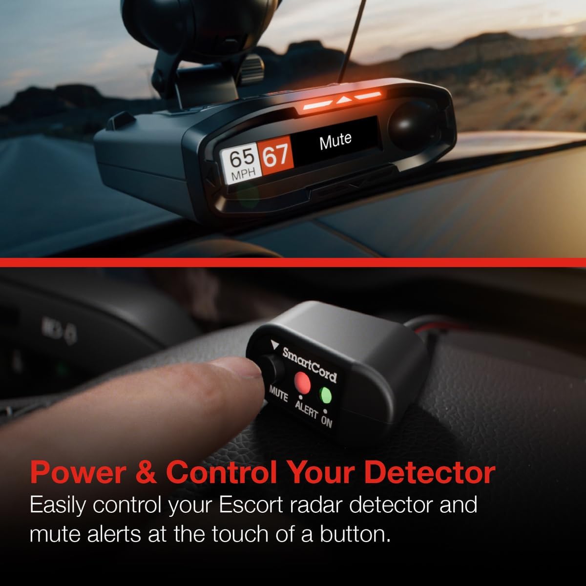 Escort Cobra Official Direct Wire SmartCord, Charges Through Vehicle’s Electrical System, Works with All Current Generation Escort and Cobra Windshield Mounted Detectors, Red LED Alert Indicator