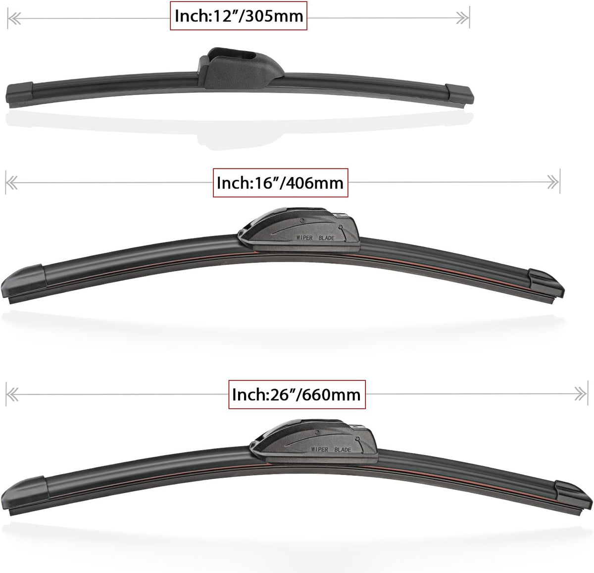 Windshield Wiper Blades Replacement for Kia Niro 2017 2018 2019 2020 2021 2022 Original Factory Quality Front Rear Wipers Blade Set for My Car - 26" 16" 12" (Pack of 3)