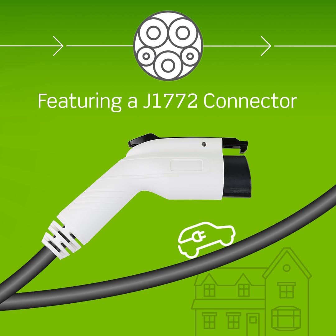 Leviton Level 2 Smart EV Charger with Wi-Fi, 40 Amp, 9.6kW Output, 25' Cable, NEMA 14-50P, Indoor/Outdoor Plug-In EV Charging Station, My Leviton Compatibility, EV40P EVSE
