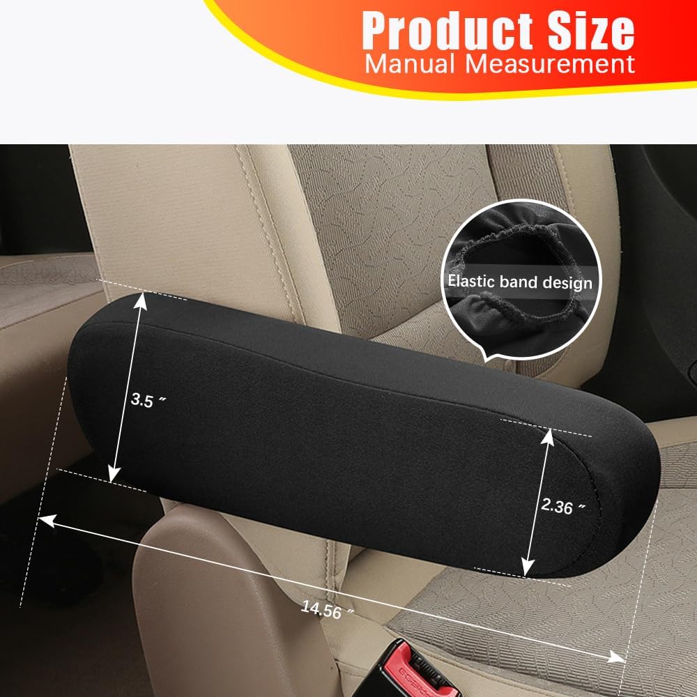 4PC Car Front Seat Armrest Covers,Universal Size Seat Arm Rest Cover,Flat Cloth Fabric Armrest Cover,Car Interior Accessories(Black,4PCS)