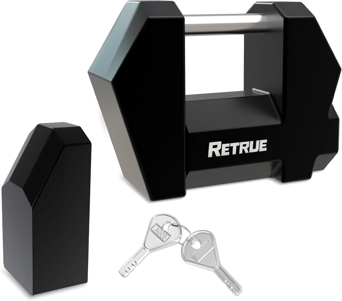RETRUE Trailer Tongue Coupler Lock, Upgrade Trailer Cyberlock Dia 1/4'', Extra Wide 1.2'' Span Trailer Latch Lock for Trailer Coupler Latch, Tow Boat Accessories, RV Truck Car's Coupler, Jet Black