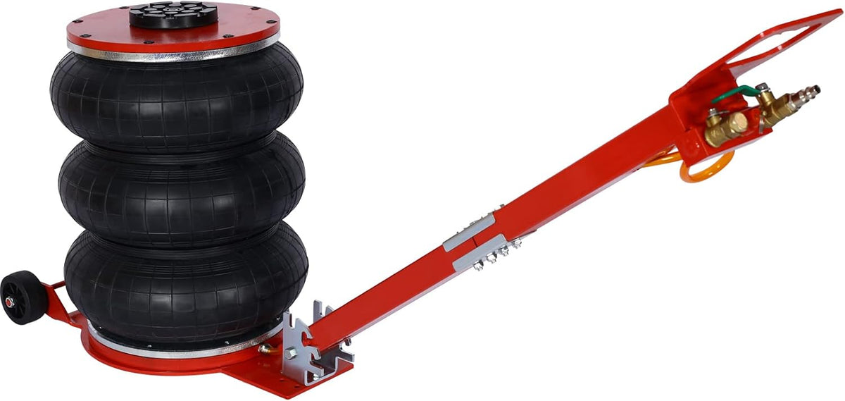 5T Triple Bag Air Jack 11000lbs Pneumatic Jack 3s Fast Lift Up 16in Airbag Jack with Adjustable Long Handle Heavy Duty Triple Air Bag Jack Lift for Cars Garage (Red)