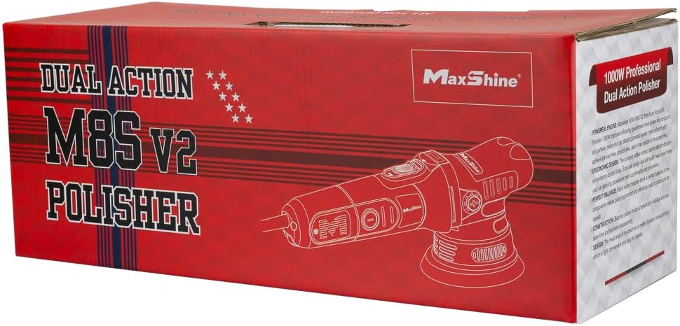Maxshine M8S V2 Dual Action Polisher Car Detailing Kit - 1000W, 6-Speed, 8mm Throw, 5" Disc, Thread 5/16" - Car Detailing Supplies for Auto Paint Protection, Restoration & Scratch Repair