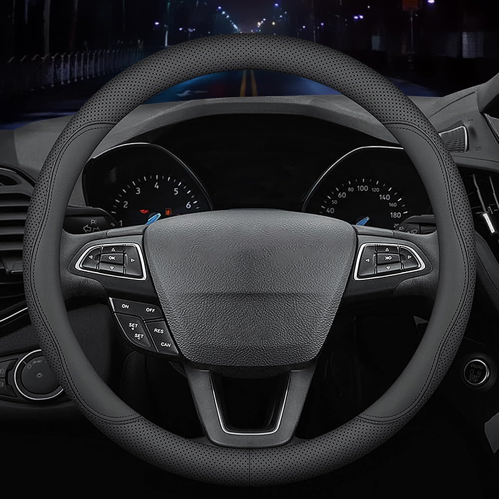 New Nappa Leather car Steering Wheel Cover, Universal 15 inch Black