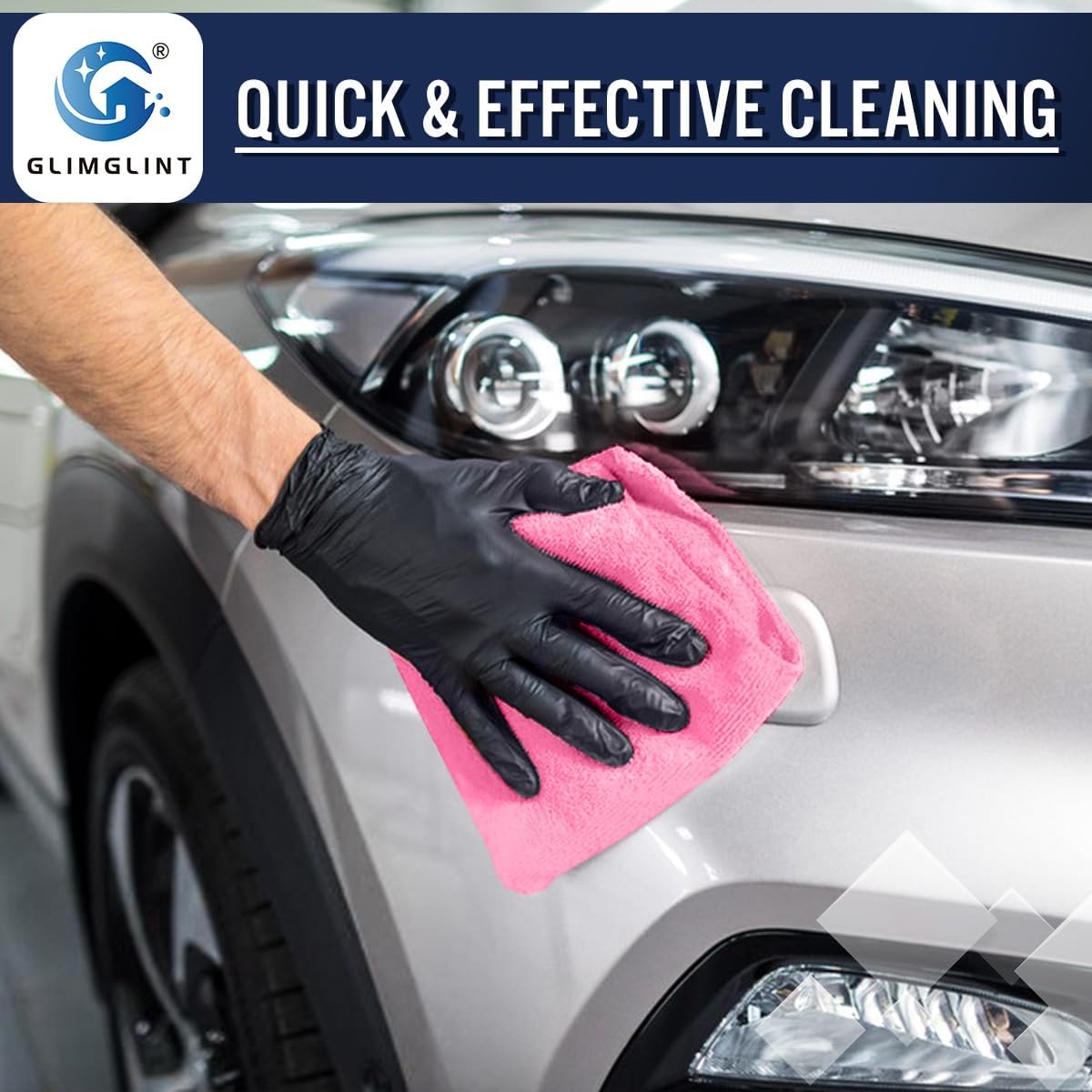 GLIMGLINT Pink Microfiber Cleaning Cloth, 12 Pack Cleaning Towels for Kitchen, Lint Free, Scratch-Free, Highly Absorbent, and Reusable Cleaning Rags for House, Window and Glass, Cars, 14"X12"