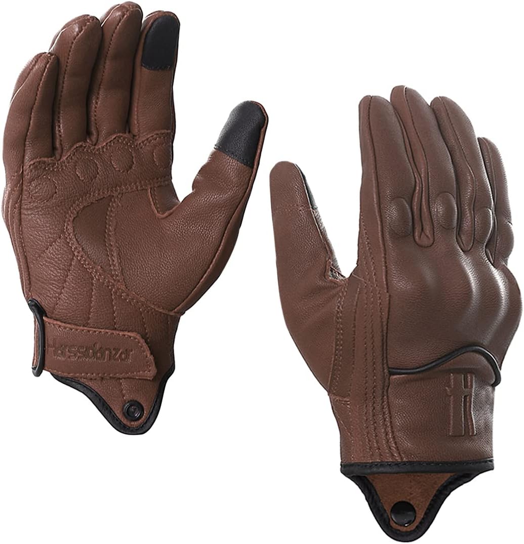 Harssidanzar Women's Motorcycle Gloves,Leather Motorcycle Gloves, Motorbike Gloves, Road Racing, Cycling, Climbing, Powersports Gloves Touchscreen GL016