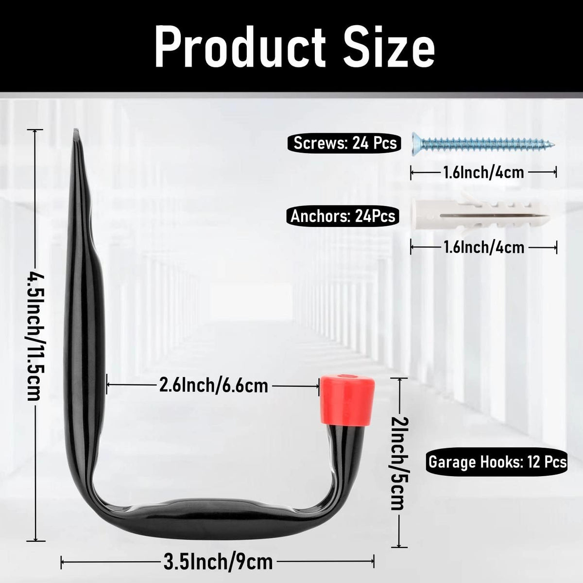12 Pack Garage Hooks, 3.5Inch Utility Hooks, Heavy Duty Garage Storage Wall Hooks