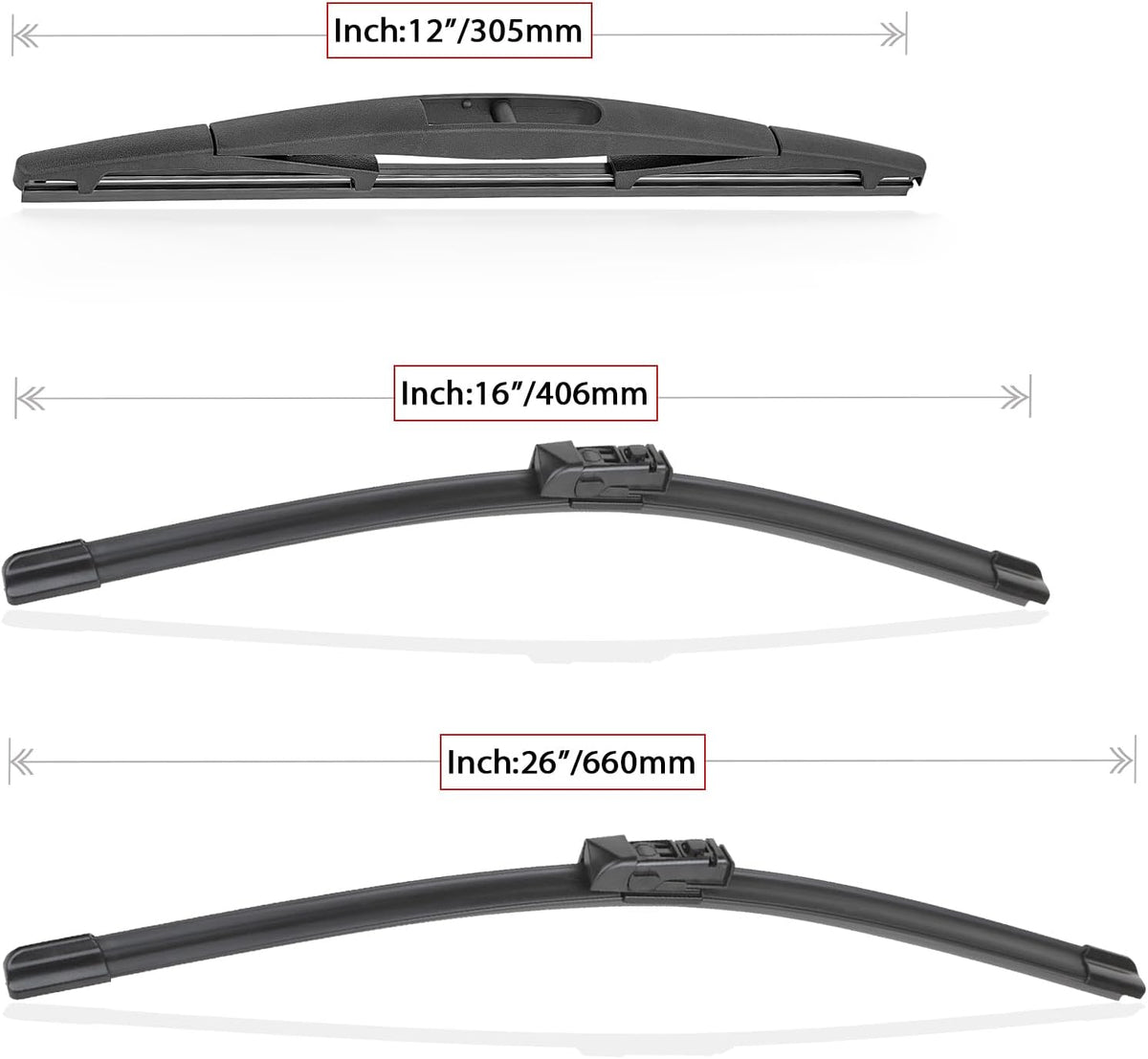 Windshield Wiper Blades Replacement for Subaru Crosstrek Impreza 2017 2018 2019 2020 2021 2022 2023 Original Factory Quality Front Rear Wipers Blade Set for My Car - 26" 16" 12" (Pack of 3)