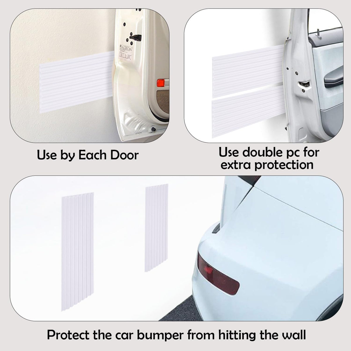 RUBBER BOND Garage Wall Protectors - 4in x 10ft Strong Self-Adhesive Rubber Bumper Protectors for Garage Walls - Heavy Duty, Waterproof and Anti-Scratch Garage Wall Protector for Car Doors (White)