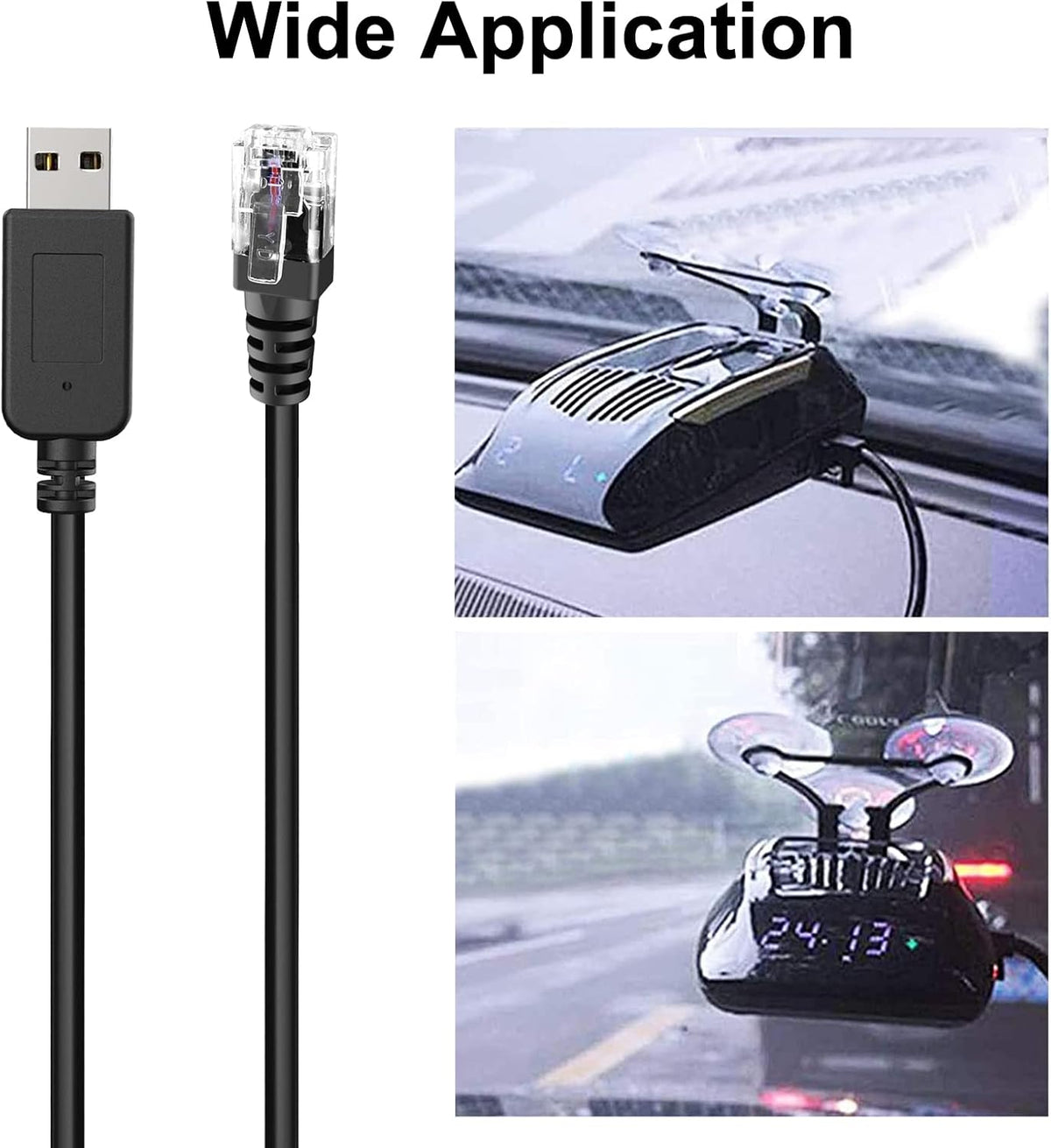 Radar Detector Cable, USB to RJ11 Plug Cable,for Escort Radenso XP Uniden Beltronics Cobra Whistler Radar Detector,Replacement Power Cable for Radar Detectors.(RJ11-6.56ft)