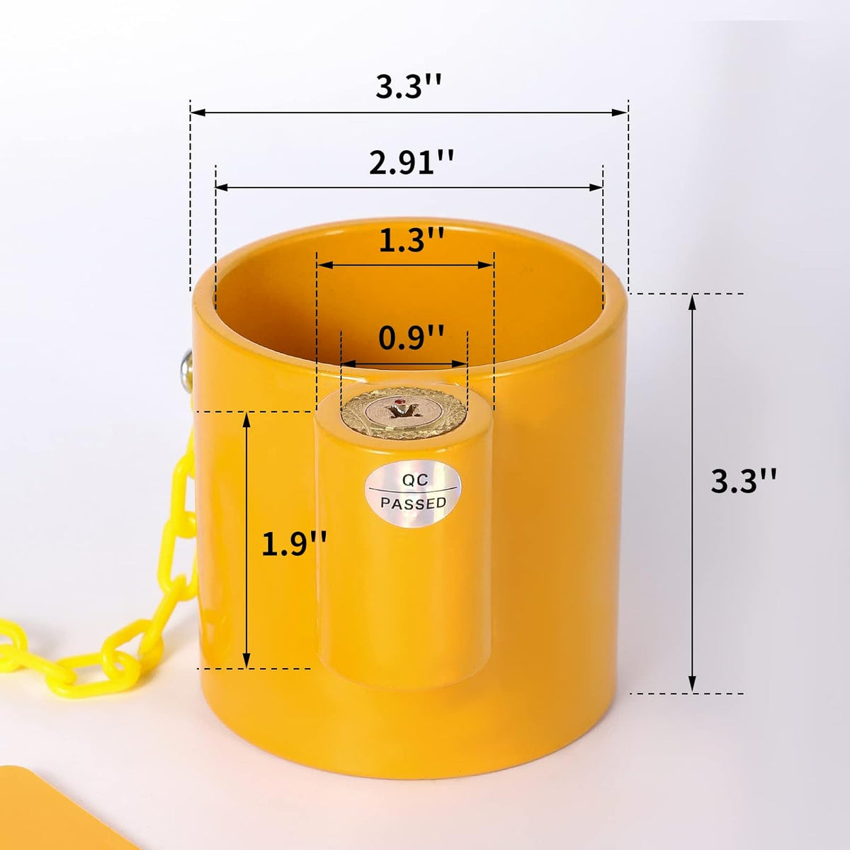5-Wheel Solid Steel Trailer King Lock Anti-Theft, Trailer Hitch Locks with Bright Yellow Warning Label and 2 Keys, Suitable for RVs, containers, and Trailers.
