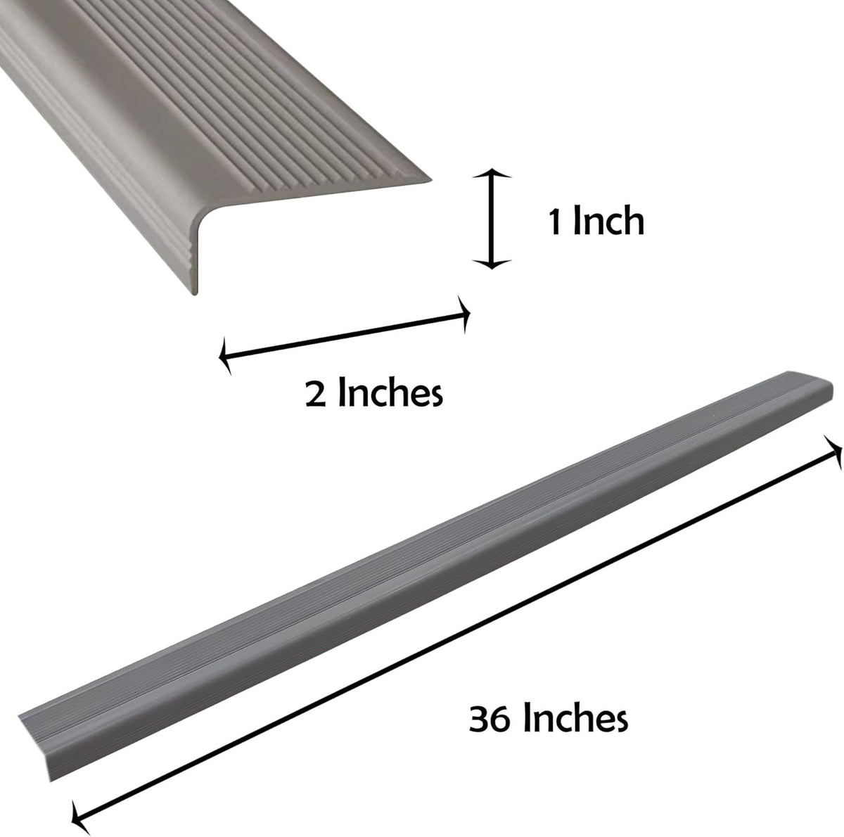 Rubber Bond Stair Edge Protector (Pack of 15) 36x2x1 inch Anti-Slip Stair Corner Trim Rubber Strips - Waterproof Self-Adhesive Staircases for Outdoor & Indoor Uses | Protect Kids & Pets - Grey