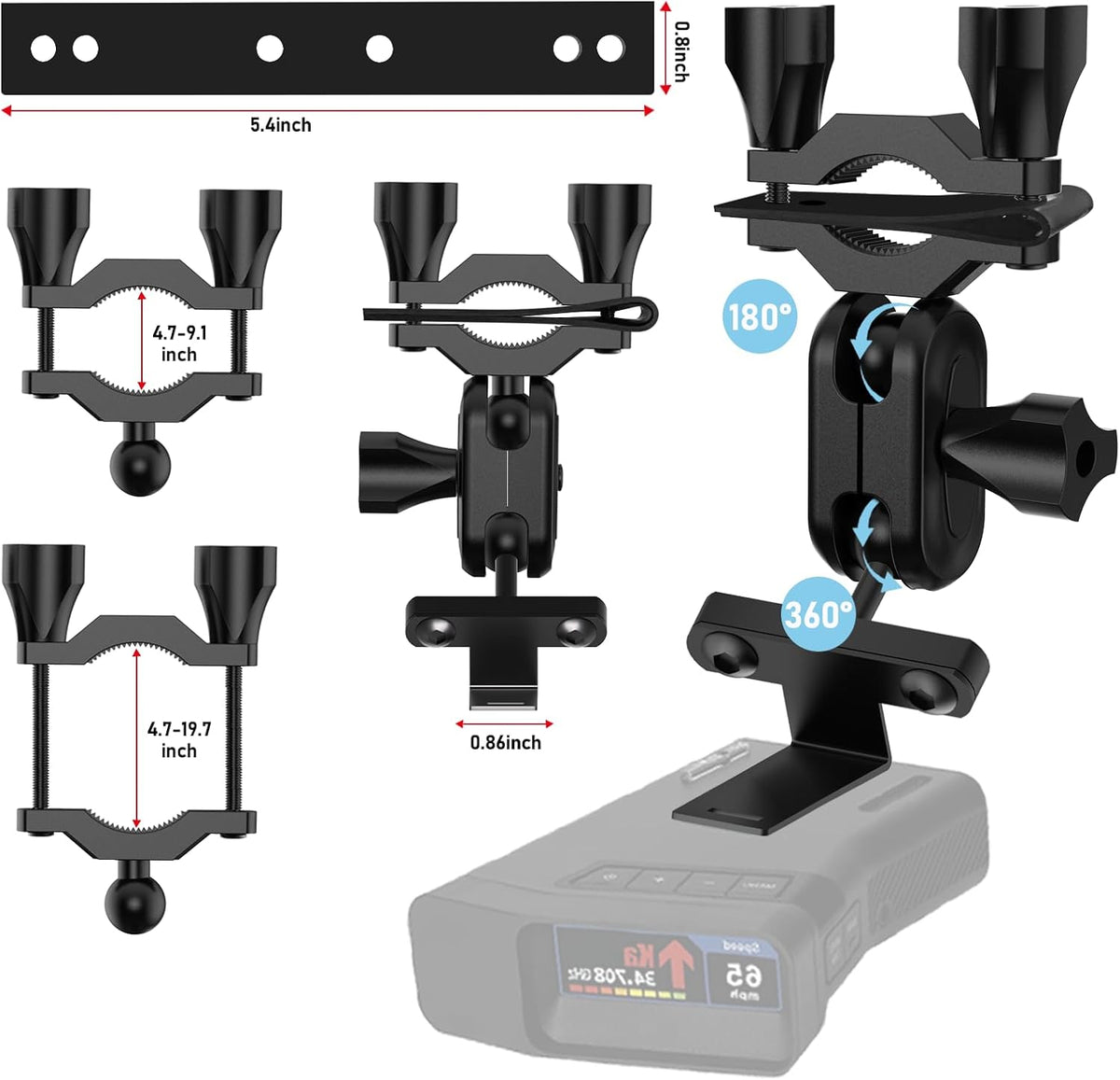 Car Rearview Mirror Radar Detector Mount,Suitable for Uniden R7 R8 R8w Radar Detectors,Rearview Mirror Rod Radar Mount,Not Applicable to Other Listed Models (Only for Uniden Radar Detector R7 R8)