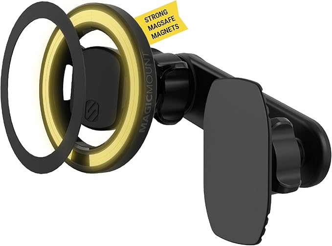 Scosche SMS1ODVR-1 MagicMount 5-in-1 MagSafe Phone Mount for Car Vent, Dashboard and Back of Display for Floating Screens, Hands Free Magnetic Cell Phone Holder Compatible with iPhone 16 15 14 13 12