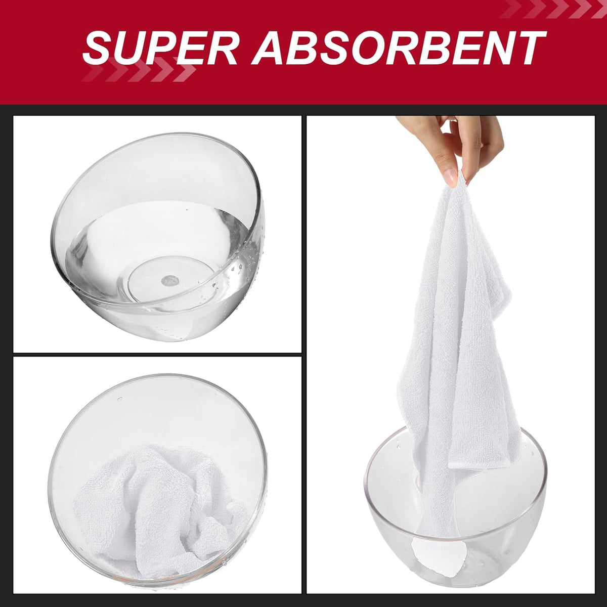 200 Pcs Microfiber Cleaning Cloth 16x16 Inch Microfiber Towels for Car Ultra Absorbent Cleaning Rags Reusable Lint Free Streak Free Detailing Towel for Car Washing Drying Dusting (White)