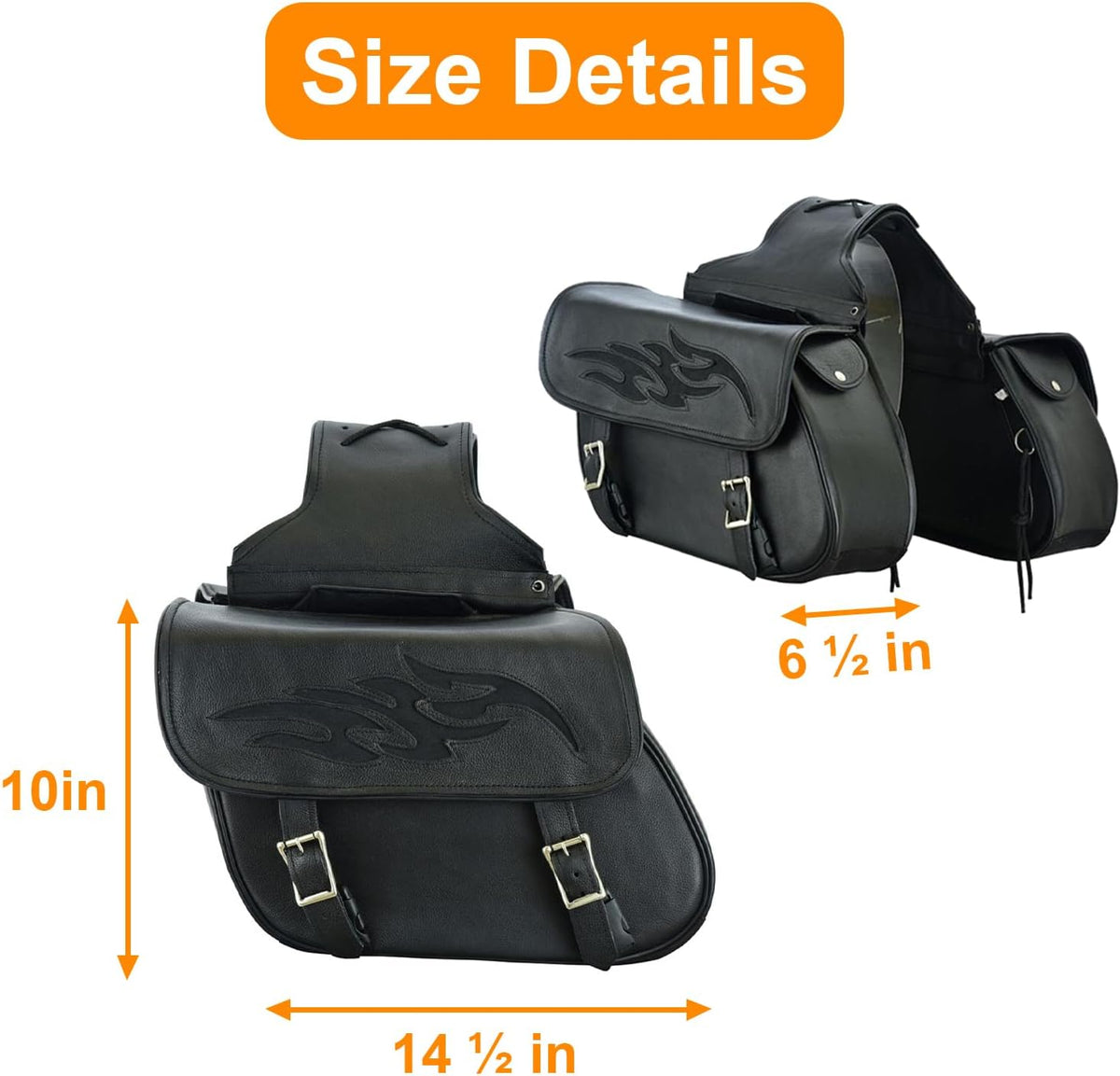 GARGOYLE BELLS Motorcycle Saddle Bags Leather Motorcycle Luggage Bag with Gun Holsters For Softails Sportsters and Choppers Waterproof Luggage Bags For Motorcycle