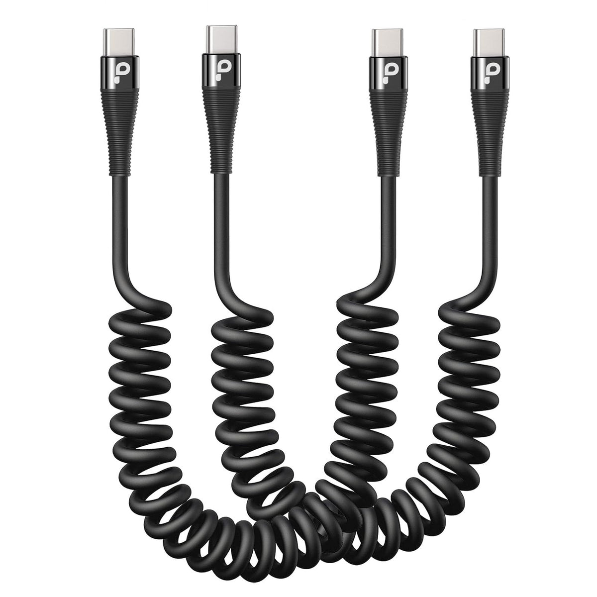 USB C to C Cable 100W 3FT for Car, Coiled USB C Cable Fast Charging for iPhone 16, Short USB Type C Cable for iPhone 15/Pro Max/Plus/Samsung Galaxy S23, Compatible All Type C Devices -Black