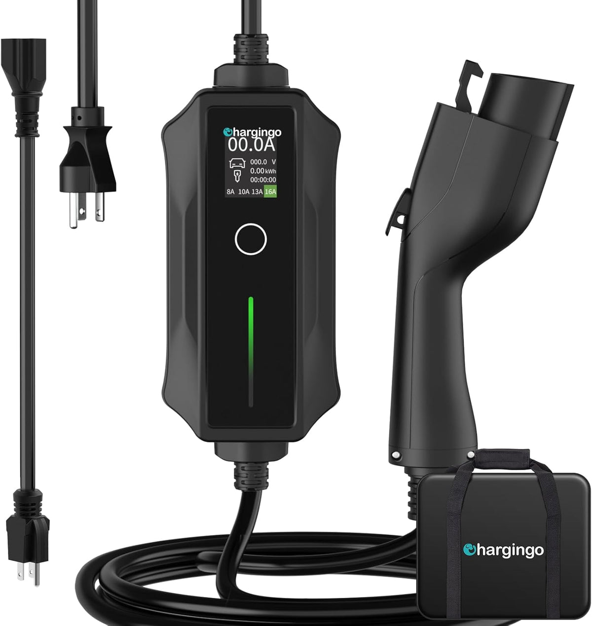 2025 Upgraded Level 1-2 Portable EV Charger,110V-240V,16Amp,NEMA 5-15 & 6-20 Plug,25 Ft EV Charging Cable, Electric Car Charger for SAE J1772 Evs/PHEVs, EV Charging Cord