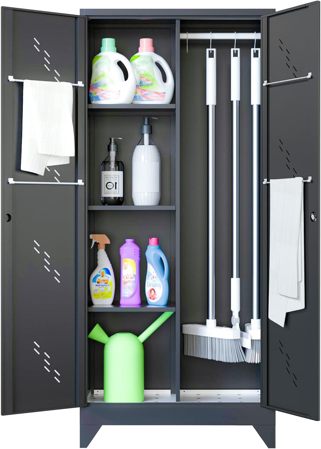 Metal Garage Storage Cabinet,Storage with Doors and Shelves, 71" Tall Garage Cabinet,Home Office with Lock Doors (H71* D16.53*L31.5in)