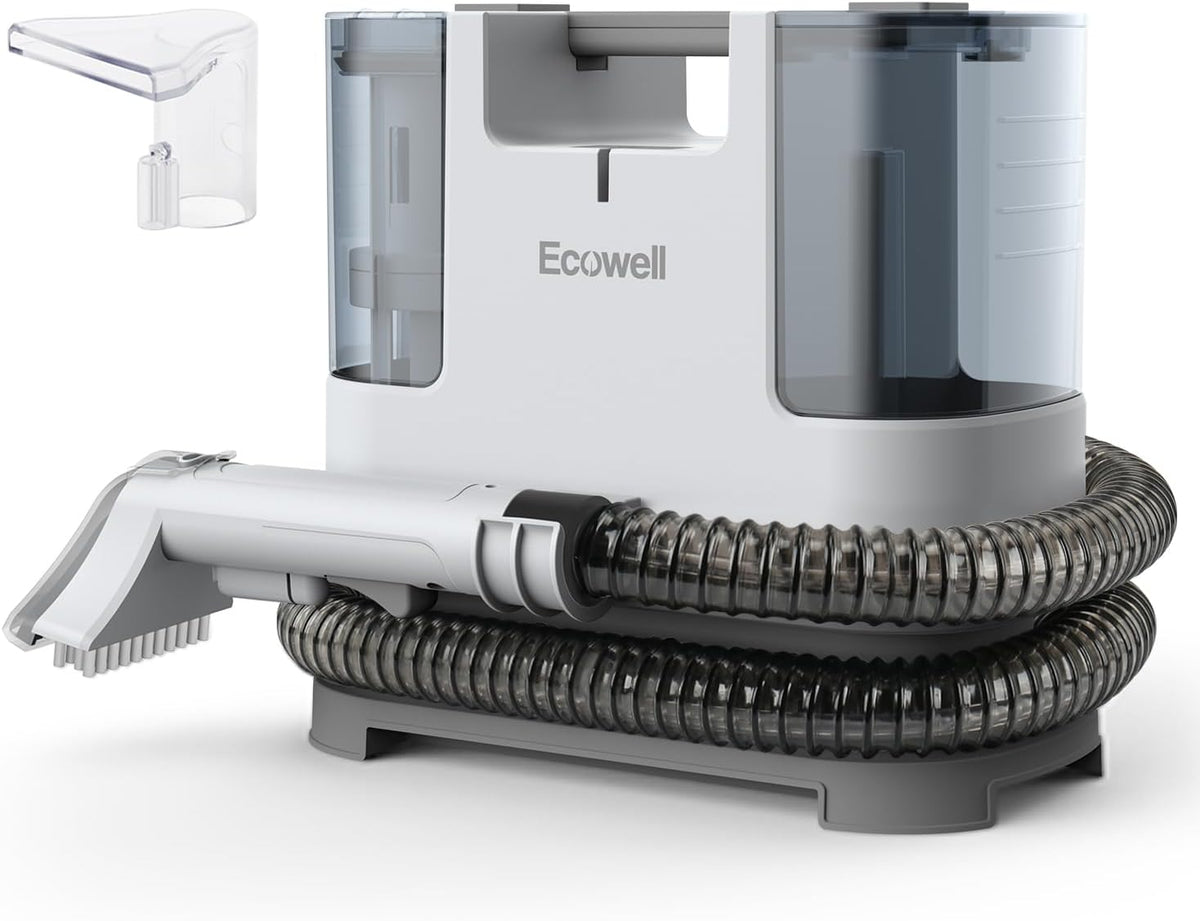 ECOWELL Portable Upholstery Carpet Cleaner,Wet Dry Deep Cleaning Sofa Carpet Spot Shampooer Machine, Independent Dual Water Tank Design for Spot, Stain,Area Rugs, Cars & More, 12Kpa Suction WDV01