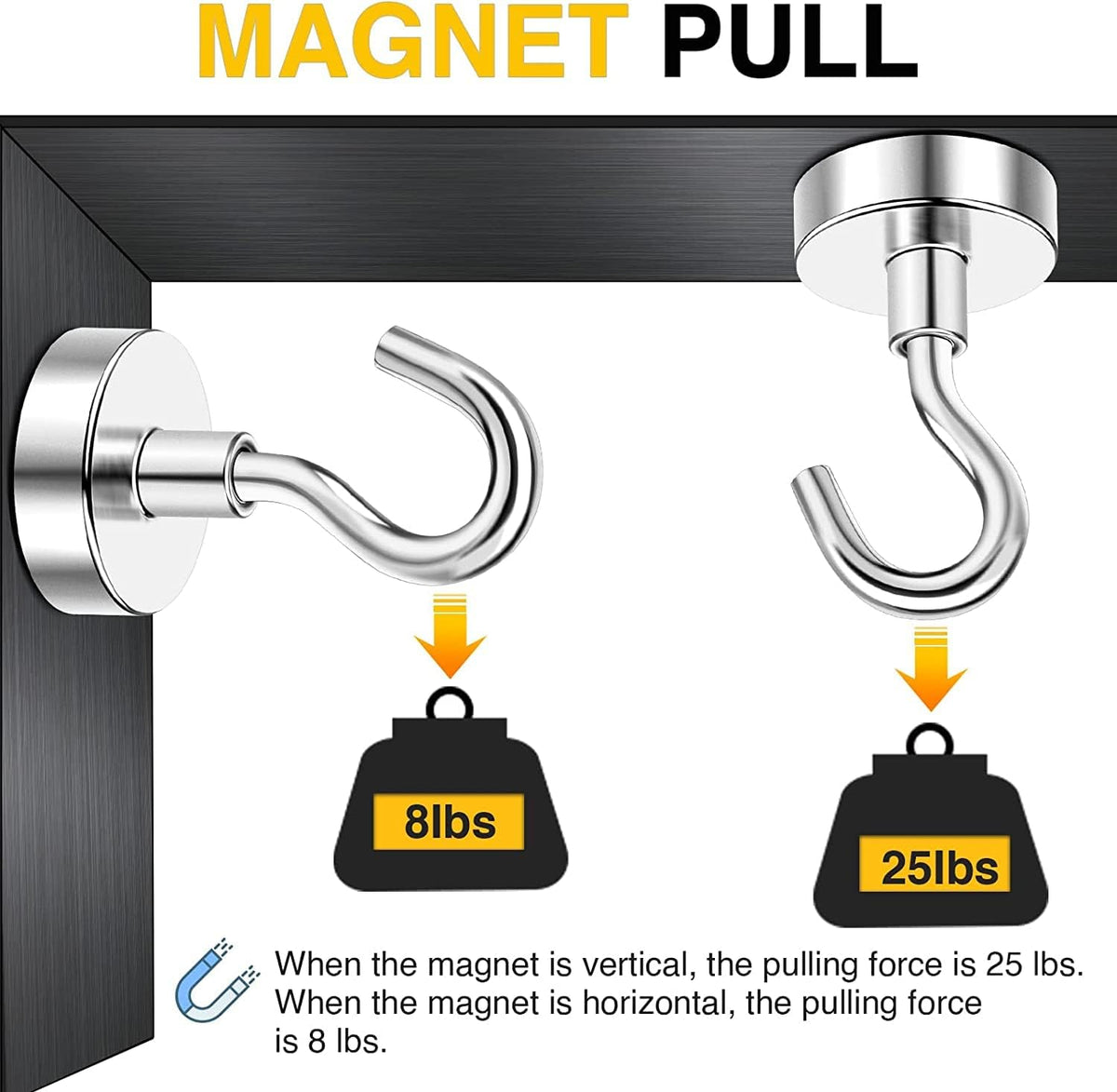DIYMAG Neodymium 100 Pack Magnetic Hooks, Facilitate Hook for Cruise, Home, Kitchen, Workplace, Office and Garage