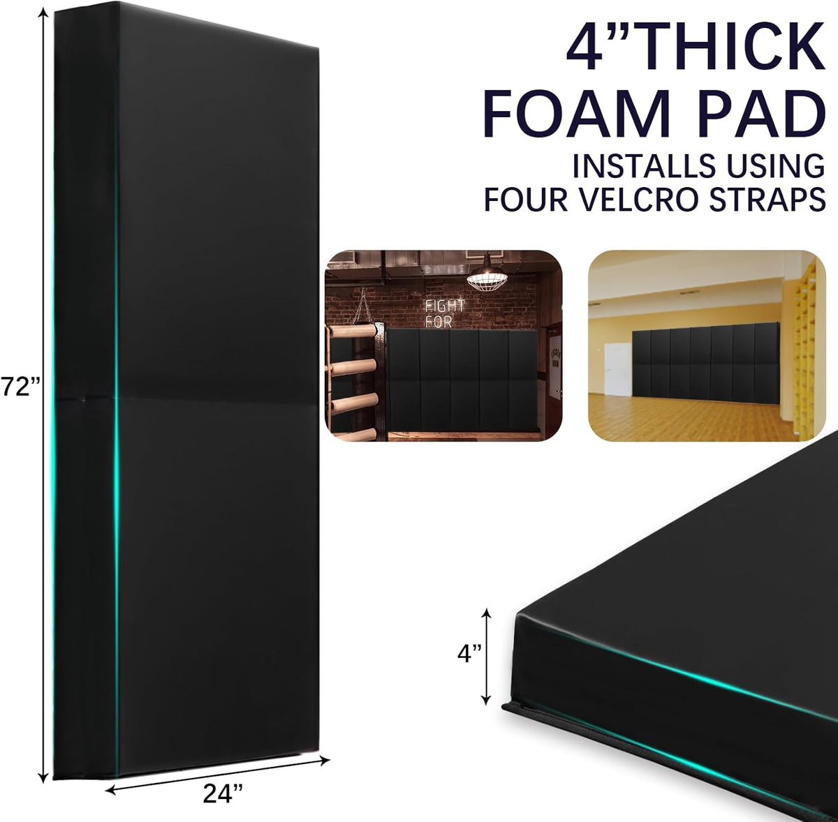 PROGOAL 60"/72" High Gym Wall Padding 2"/4" Thick Foam Basketball Court Wall Mount Protector for Garage Taekwondo Babyroom - Durable Waterproof Anti-Cushion