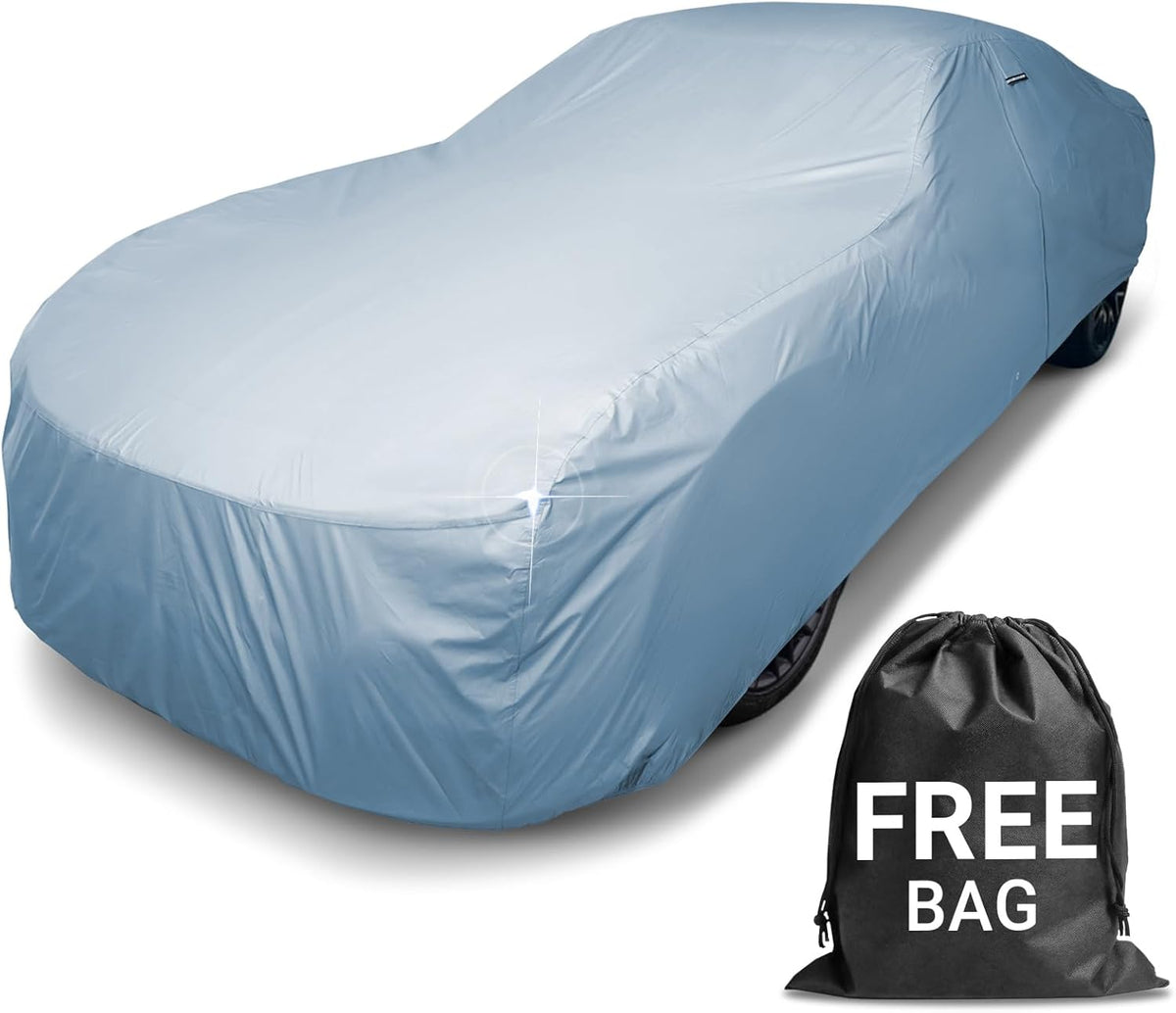 iCarCover Premium Car Cover for 1971-1976 Pontiac Parisienne 4-Door Heavy Duty Waterproof All-Weather Automobiles Custom Fit Indoor Outdoor UV Snow Protection Covers with Straps and Bag