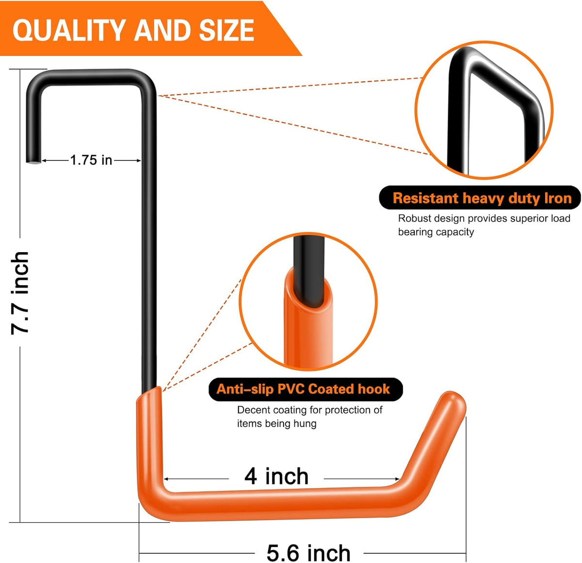 Rafter Hanger Large S Garage Hooks Bike Storage System Holder Organizer, with Non Slip Coating, for Organizing Hanging Basket, Ladders,Bicycle Wheel,Ropes and Bulk Items (6Pack, Orange)