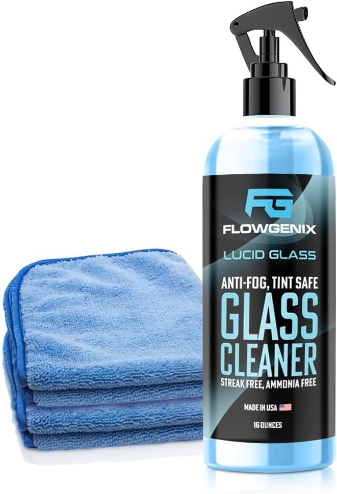Window and Glass Cleaner Streak Free for Cars - Ammonia Free, Tinted Window Safe, Auto Glass Cleaner for Windows, Mirrors, Navigation Screens; Car, Truck, SUV and Home Use