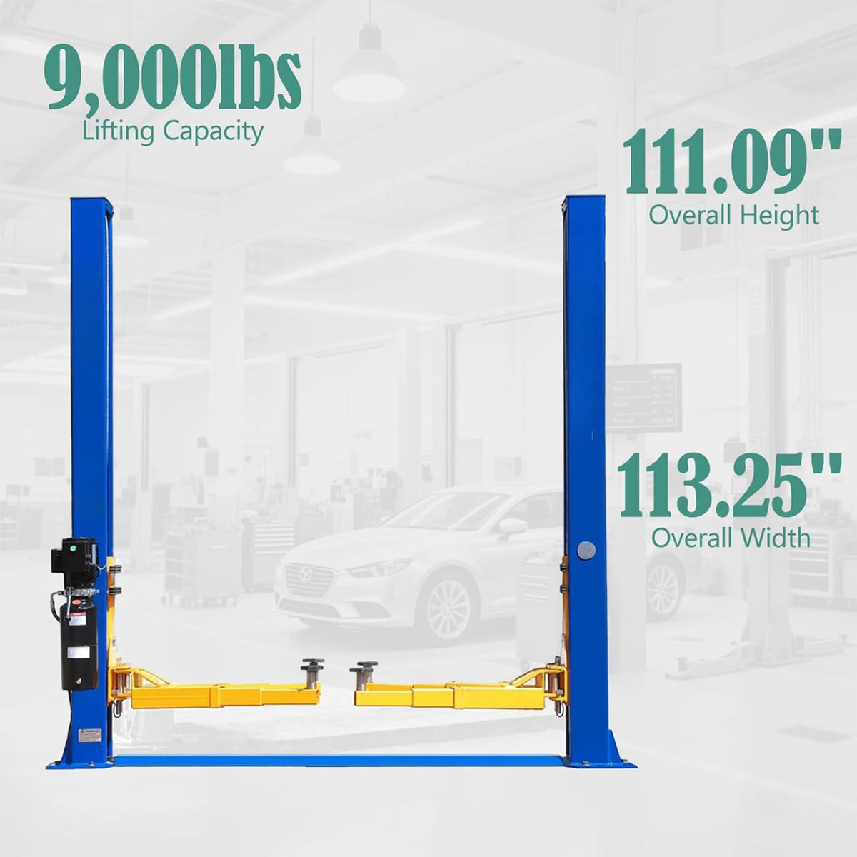 Car Lift Single/2 Post Auto Lifts, 6200/9000/10000LBS Capacity, 240V Hydraulic Truck Hoist, Heavy Duty Auto Lift with Safety Locks for Home Garage (9000LBS 2 Post, 1)