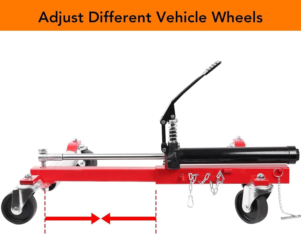 4 Pcs Car Wheel Dolly with Hydraulic Tire Jack, 1500LBS Capacity Trailer Dolly for Vehicle Positioning for Truck RV Trailer, Red