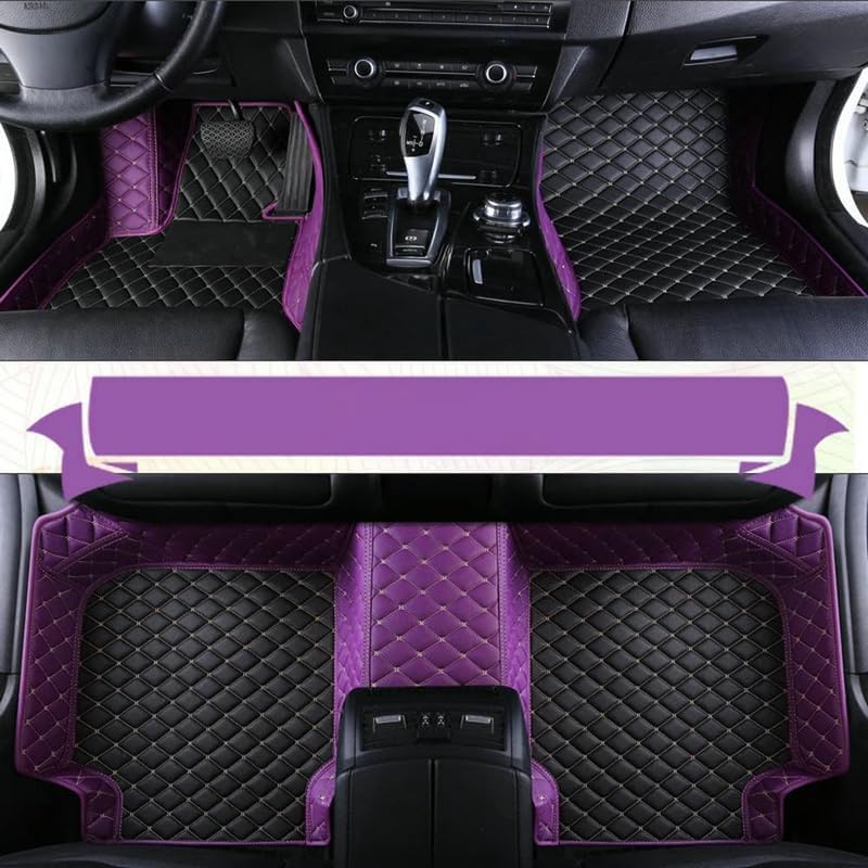 TAHALICustom Colors Car Floor Mats Black Pink for 99.9% Sedan SUV Sports， All-Weather Liners Car Floor mat，Luxury Leather Automotive Floor Mats (Black Purple mats,3D Floor Mats)
