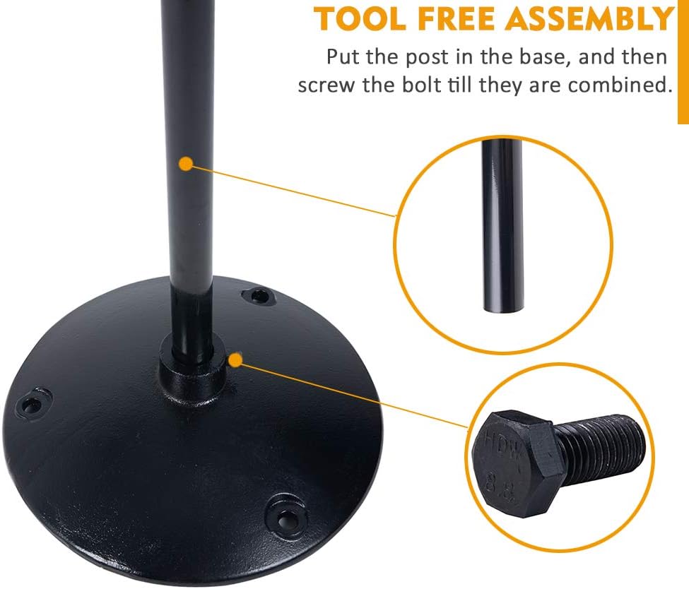 Heavy Duty Cast Iron Sign Post and Base Kit - 17" DIA Stand with 48" Post and Bolts & Nuts for Hanging Signs, Portable Sign Holder for Parking and Recreational Use