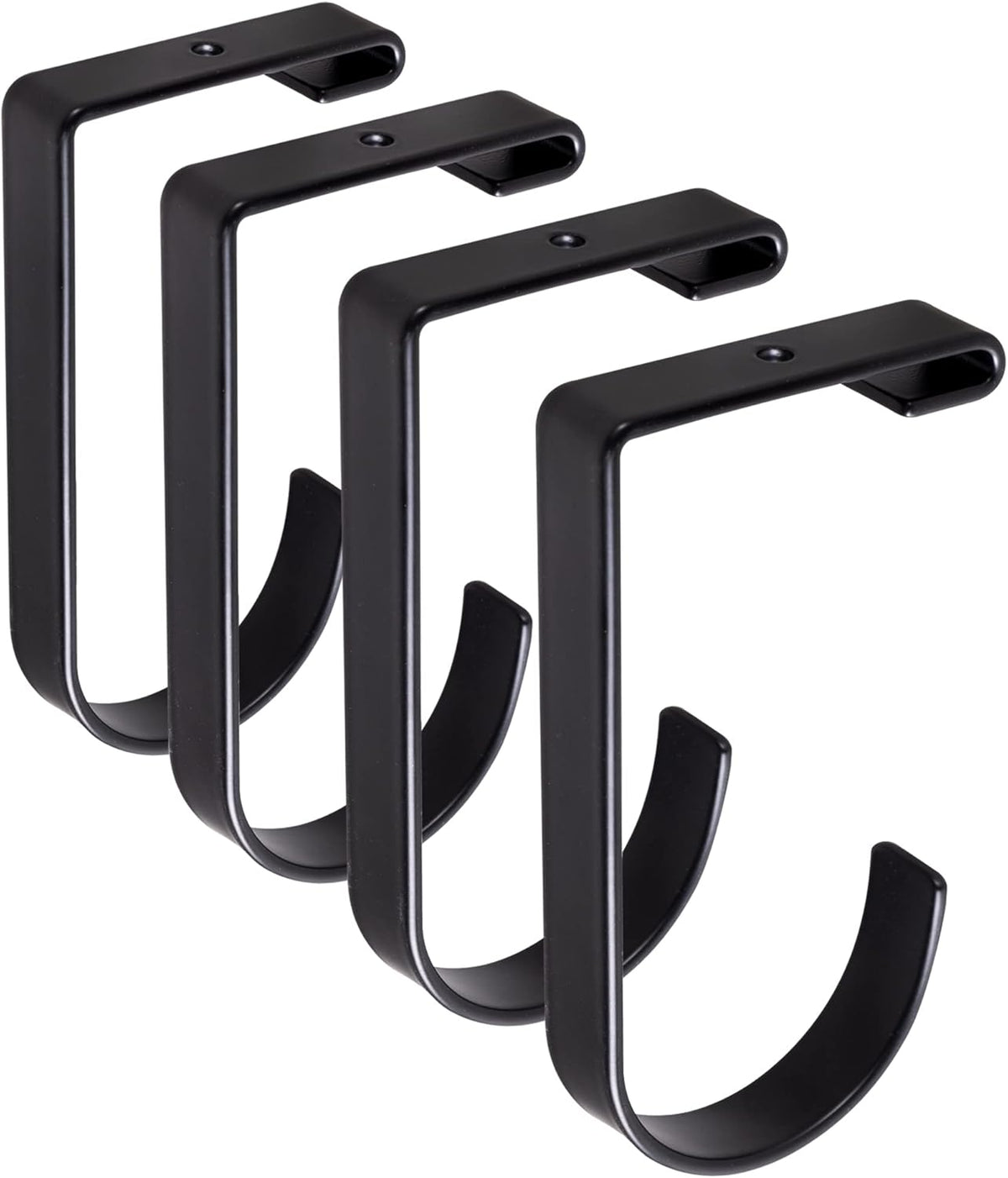 4-Pack Heavy Duty Add-On Flat Hook Accessory for Garage Ceiling and Wall Storage, Alloy Steel, Black - Suitable for FLEXINOUMTS Racks