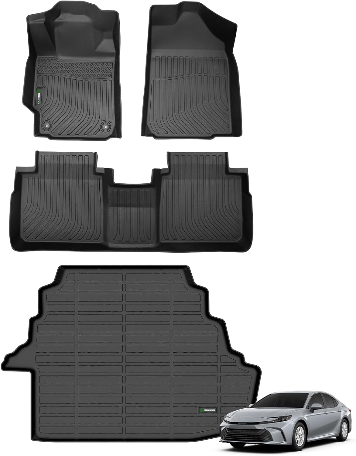 ANBINGO®-Floor Mats & Cargo Liner for Toyota Camry 2007-2011 (Fit for CE/LE/SE/XLE) Gas Only All Weather Protection TPE Heavy Duty Non-Slip Automotive Camry Floor Liners Accessories, Black
