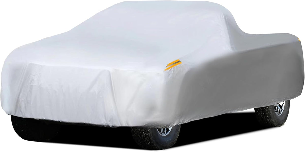 MORNYRAY Waterproof Car Cover All Weather Snowproof UV Protection Windproof Outdoor Full Truck Cover, Universal Fit for (Fit Truck Length 242-250 inch,All Silvery)