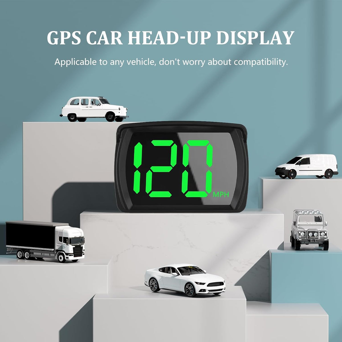 Speedometer HUD, GPS Digital Speed Meter with MPH, Head Up Display for All Cars, USB Cable Plug & Play