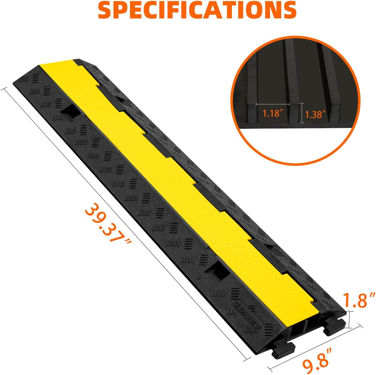 2 Channel 3 Pack Cable Protector Ramp Traffic Wire and Hose Ramp Cord Cover Heavy Duty Channels 11,000 lbs Load Capacity Cable Wire Ramps Speed Bump Driveway Cable Protective Cover