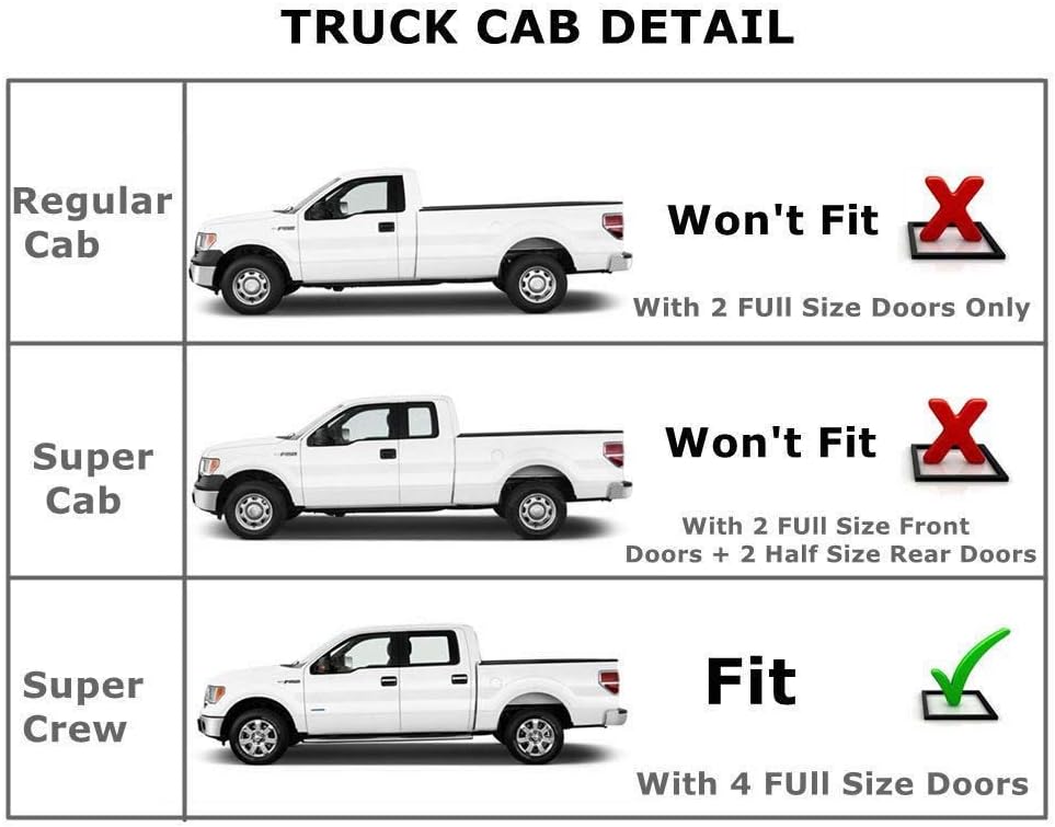 in-Channel Window Visor Deflector Compatible with Ford F150 Super Crew Cab 2015-2024 Rain Guards Smoke 4pcs