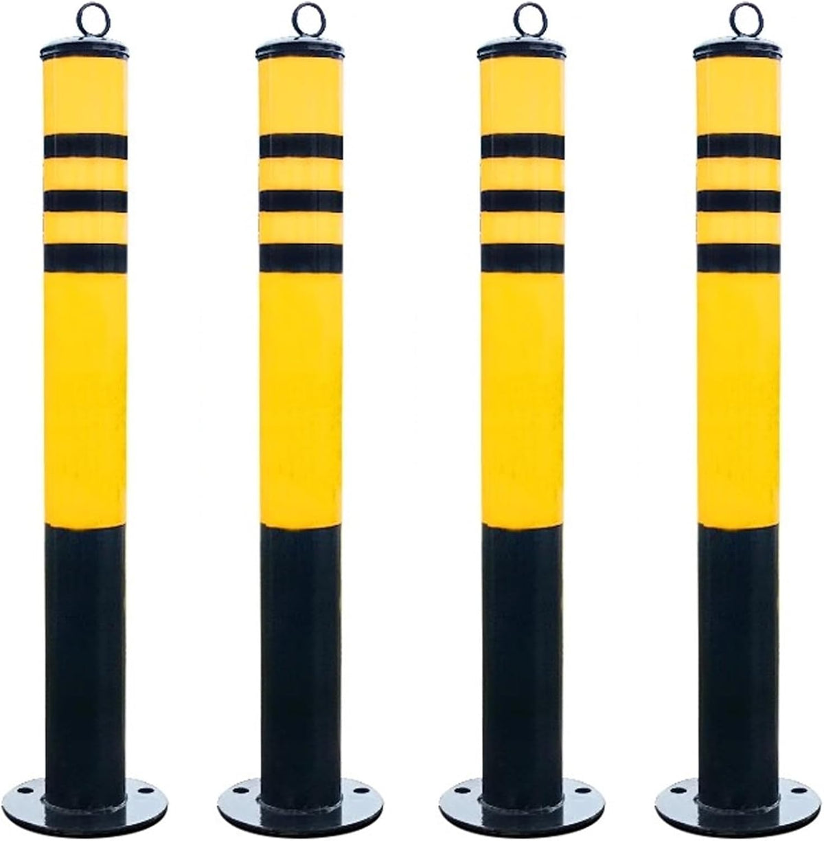 Safety Bollard, Driveway Barrier, Parking Stopper for Garage, Steel Car Parking Protection Posts, Caution Cones, Perfect for Traffic-Sensitive Area(Yellow A(4PCS))