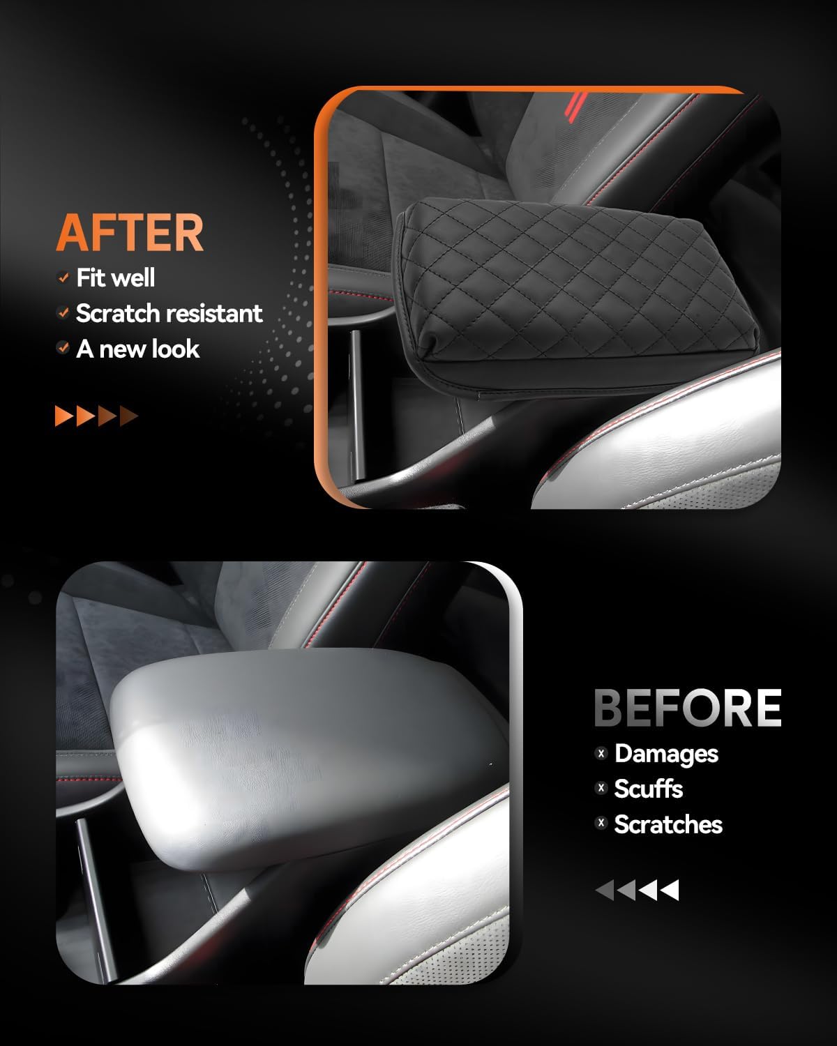 CDEFG for 2024-2025 Hyundai Kona Center Console Cover Armrest Cover for Kona (SE, SEL, SEL Convenience, N Line S, N Line, Limited) Accessories Console Arm Rest Protector