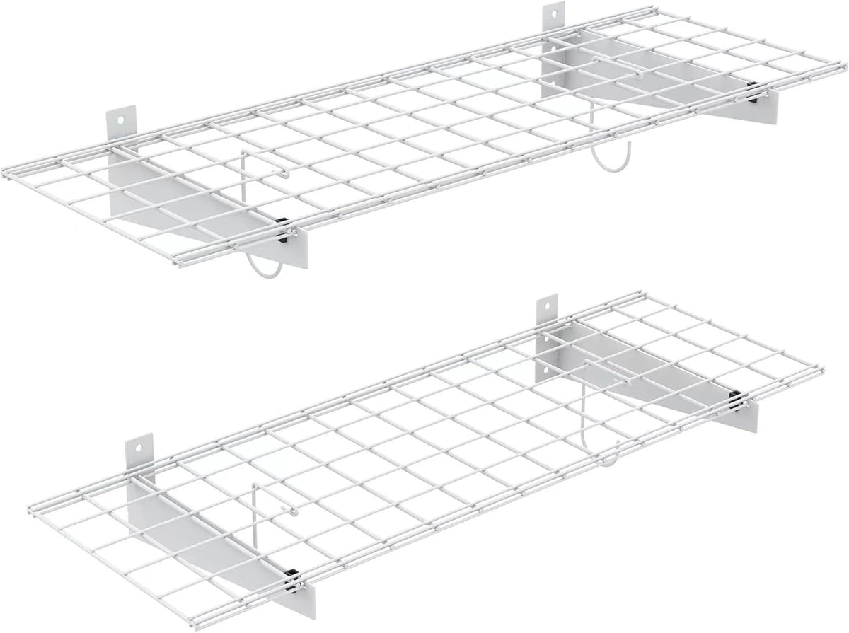 TORACK 2 Pack Garage Storage Wall Shelves, 15" x 45" Wall Mounted Wire Shelves for Garage Storage Heavy Duty Garage Wall Shelving(Pack of 2, White)