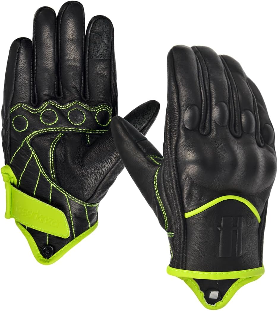 Harssidanzar Women's Motorcycle Gloves,Leather Motorcycle Gloves, Motorbike Gloves, Road Racing, Cycling, Climbing, Powersports Gloves Touchscreen GL016