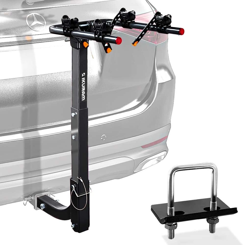 2 Bike Rack Bicycle Carrier Racks Hitch Mount Double Foldable Rack for Cars Truck SUV Fits 2" Hitch Receiver, Including Anti-Rattle Hitch Tightener