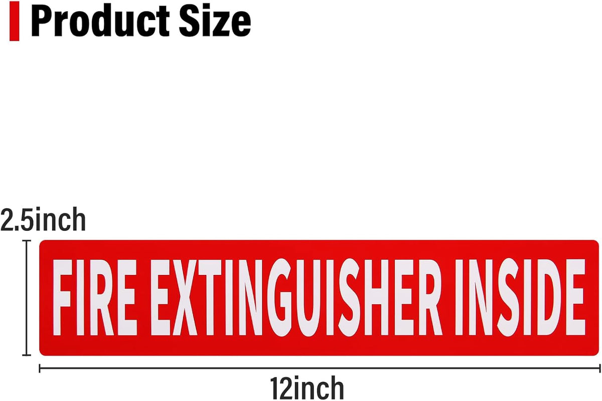 Madrigal Fire Extinguisher Inside Sticker Sign,8Pack 12x2.5" Self-Adhesive Vinyl, Weatherproof & UV Protected for Cars, Trailers, Rv's, Trucks and Vehicles, Red on White