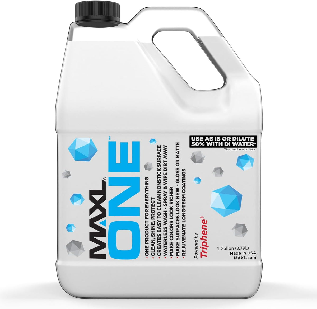 MAXL ONE ™ Car Spray with Triphene® Technology, Quick Spray & Wipe All Purpose Waterless Detailer - Clean, Shine, Protect Paint, Glass, Wheels, and Plastic Trim Without Pre-Washing (1 Gallon)