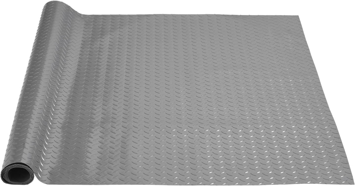 VEVOR Garage Floor Mat, 9.2 x 4.9 FT PVC Garage Flooring Roll, Non-Slip Diamond Texture, 45.21 sq.ft Covering Space, Garage Mats for Under Cars, for Gyms Boats Car Trailer, Silver